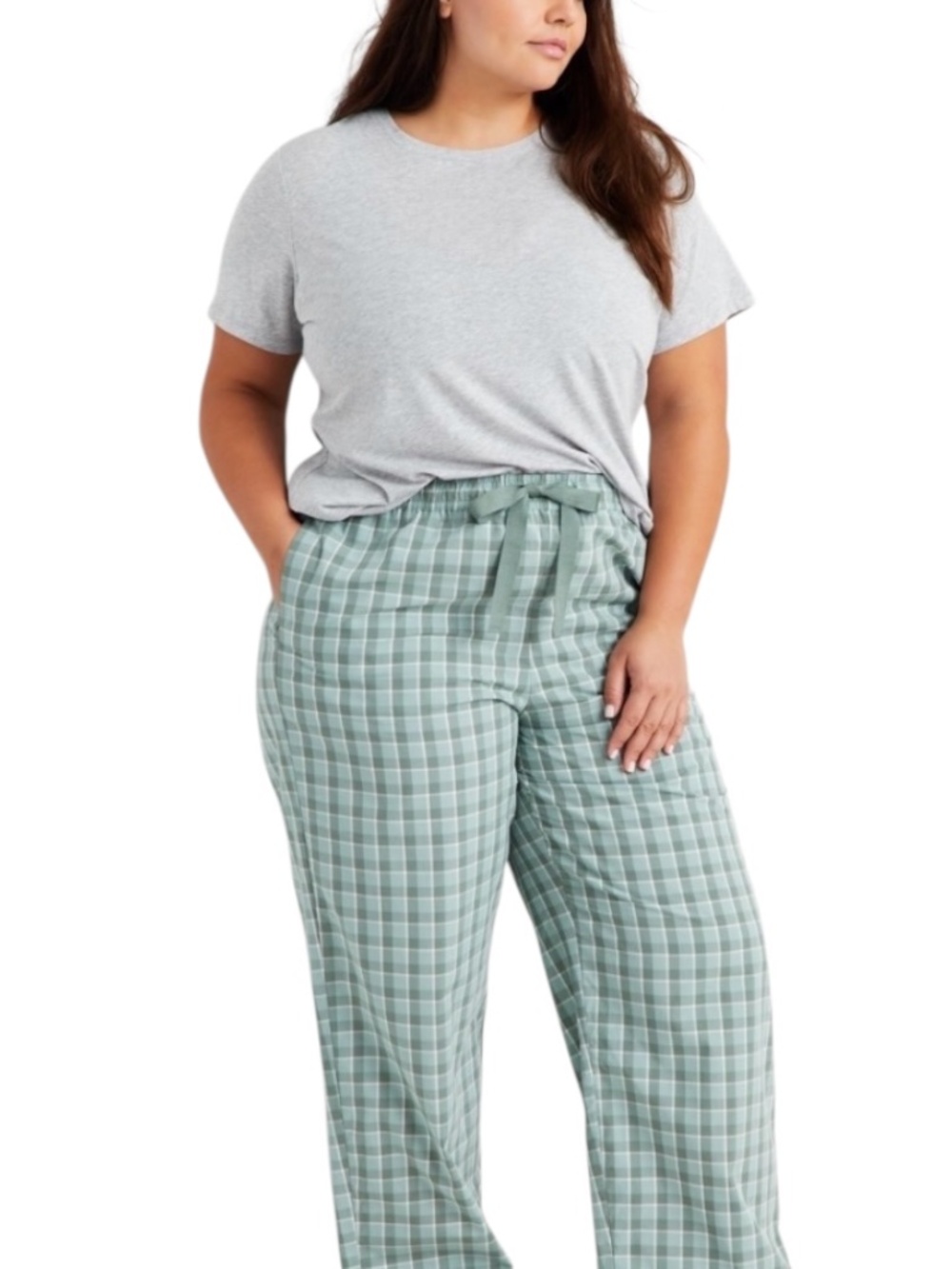 State of Day Plaid Pajama Pants Womens Plus Size Green Sleep Lounge Soft - NWT